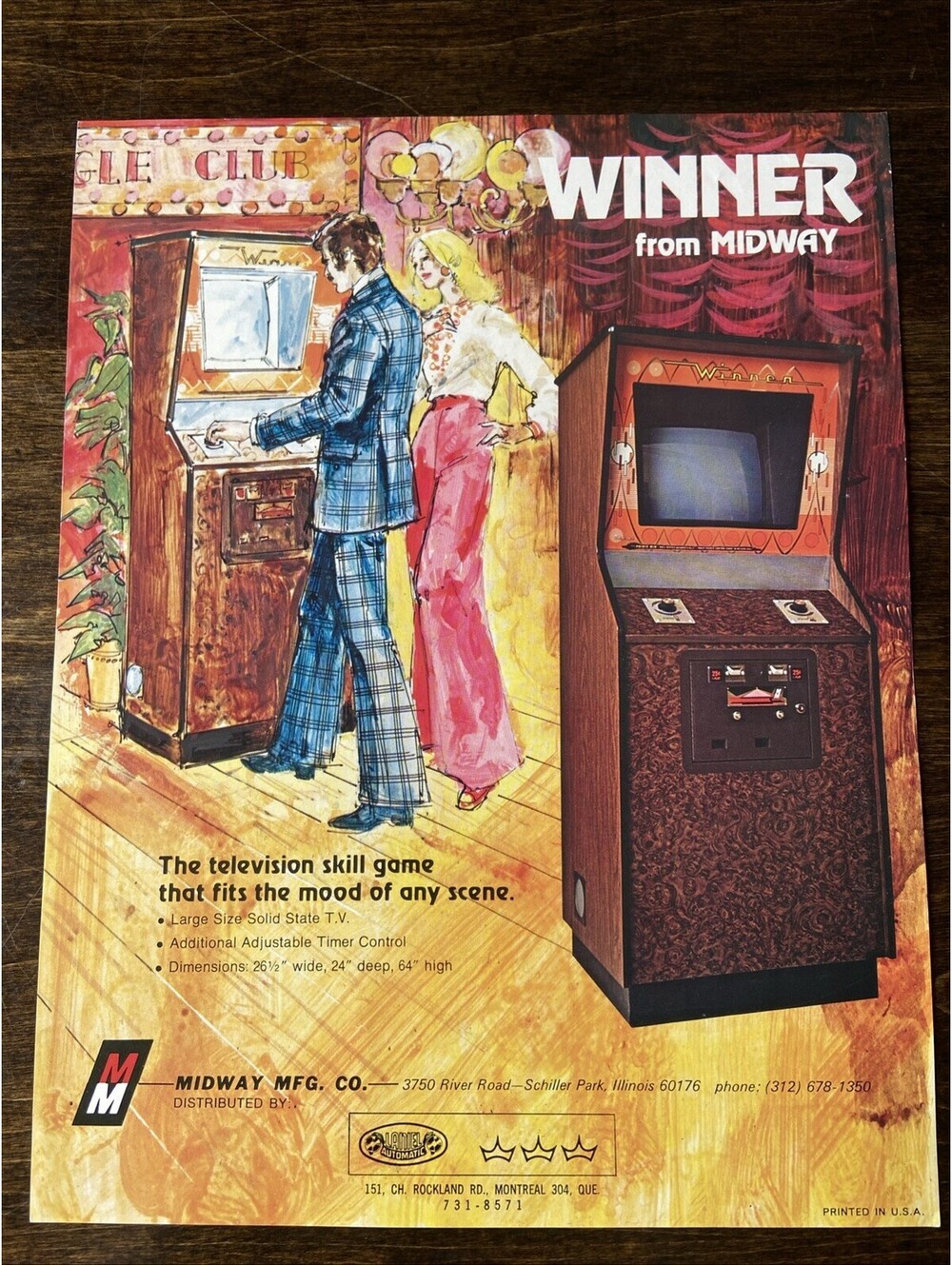 Midway Winner Arcade Pinball FLYER Original Ad Promo Poster Not PCB